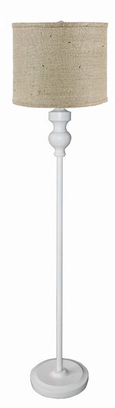 White Floor Lamp with Natural Burlap Shade