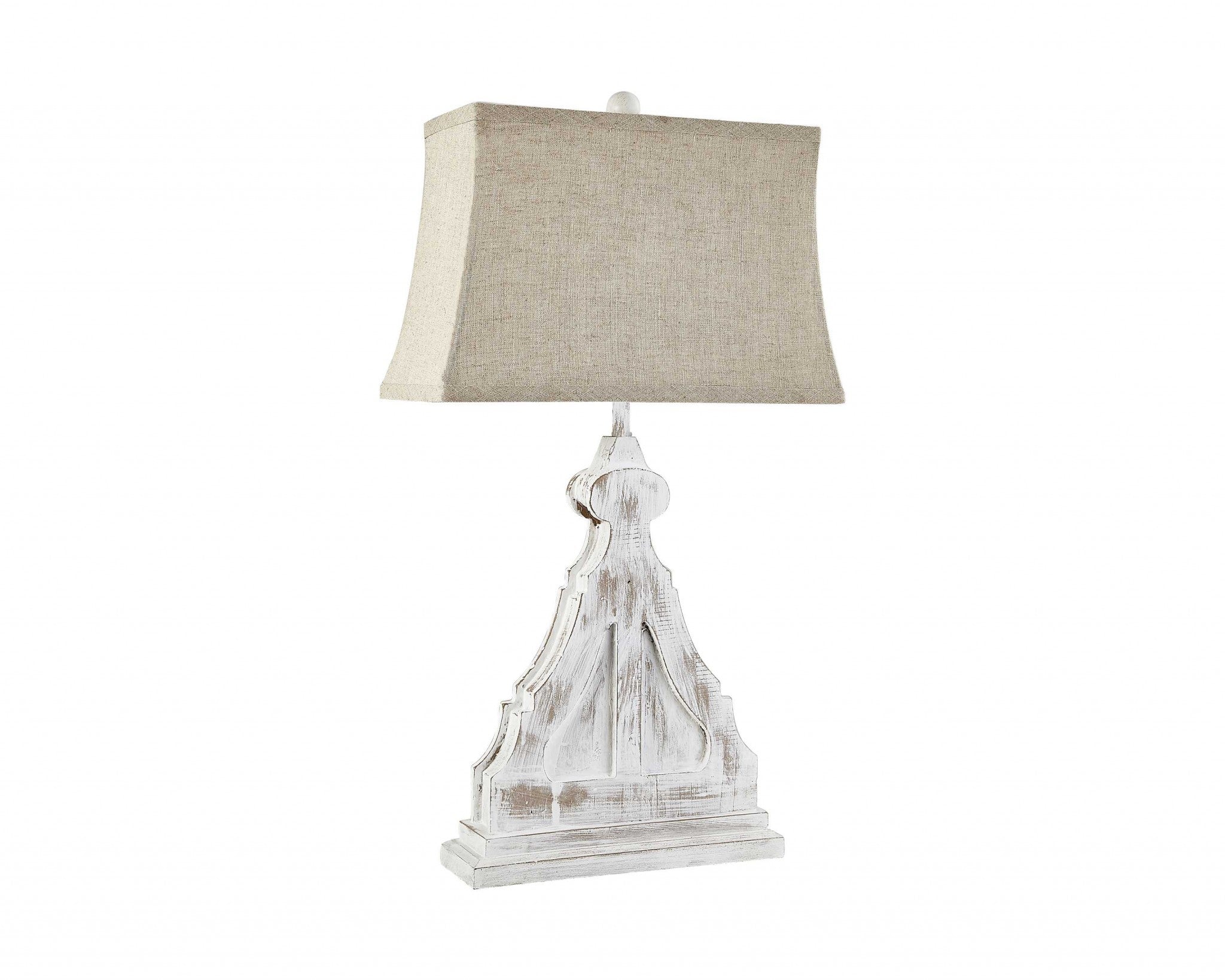 Double Corbel with White Linen Shade
