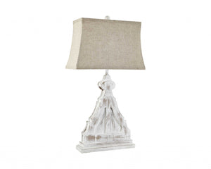 Double Corbel with White Linen Shade