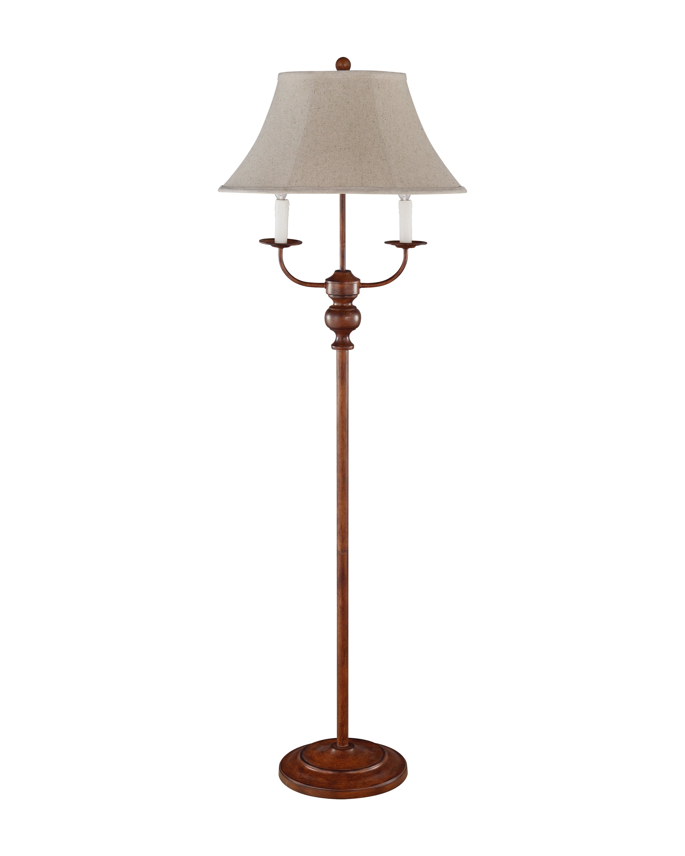 Brown Floor Lamp with Natural Linen Shade