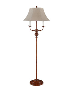 Brown Floor Lamp with Natural Linen Shade
