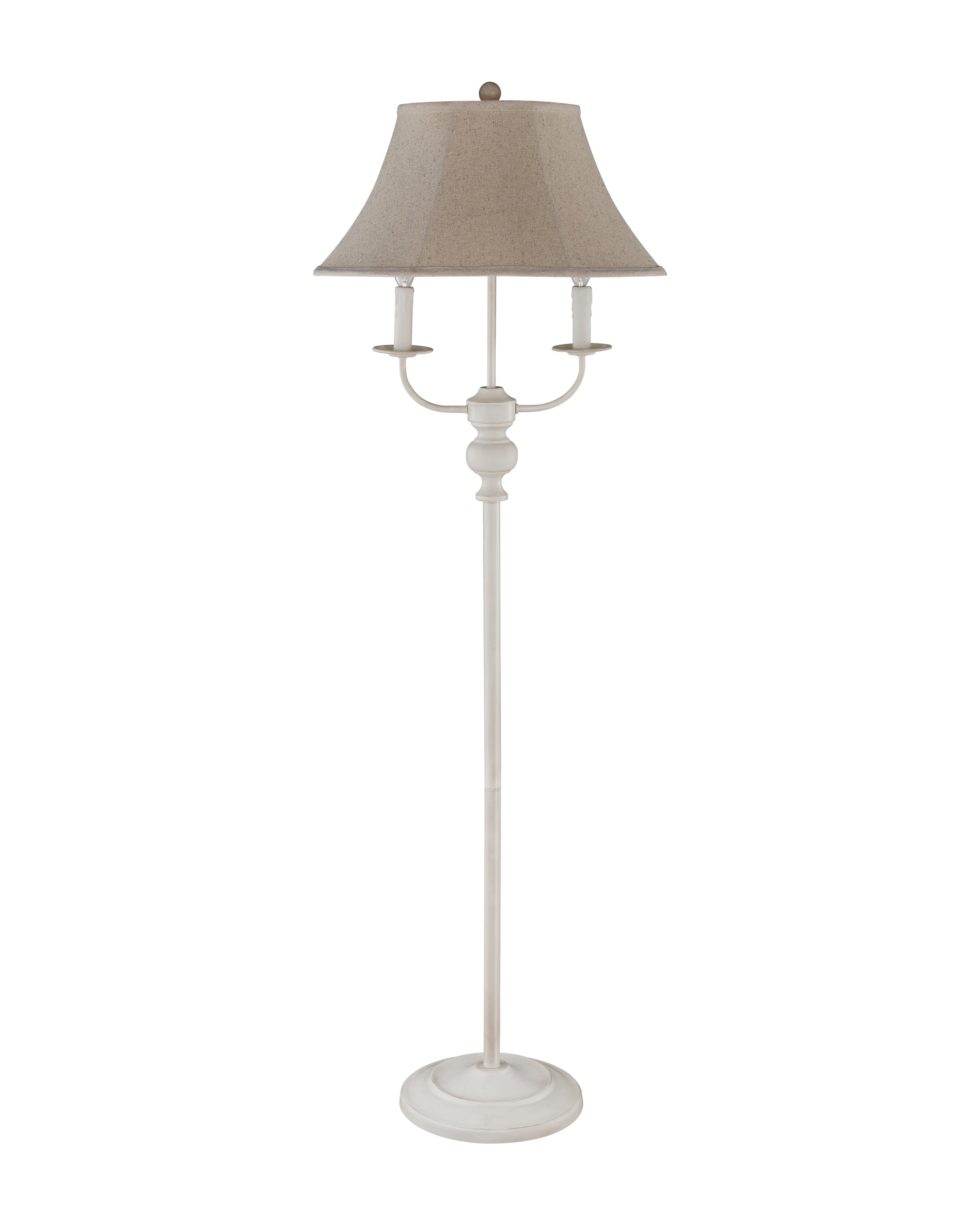 White Floor Lamp with Natural Shade