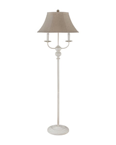 White Floor Lamp with Natural Shade