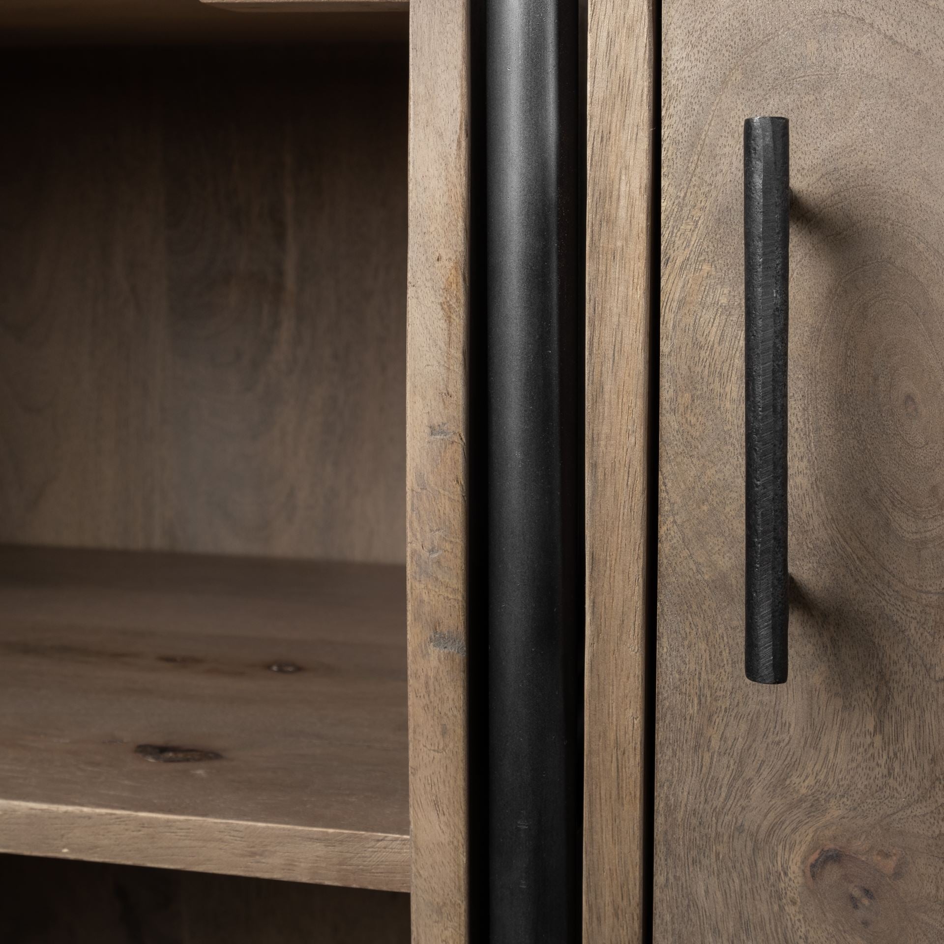Medium Brown Wood and Metal Multi Shelves Shelving Unit