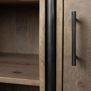 Medium Brown Wood and Metal Multi Shelves Shelving Unit