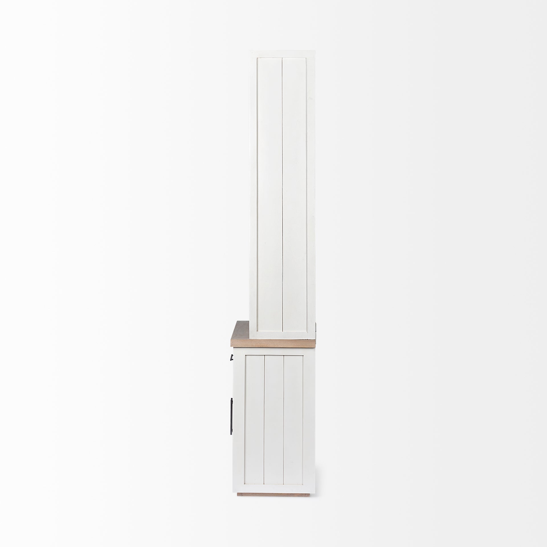 White and Medium Brown Wood Shelving Unit with 3 Shelves