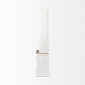White and Medium Brown Wood Shelving Unit with 3 Shelves