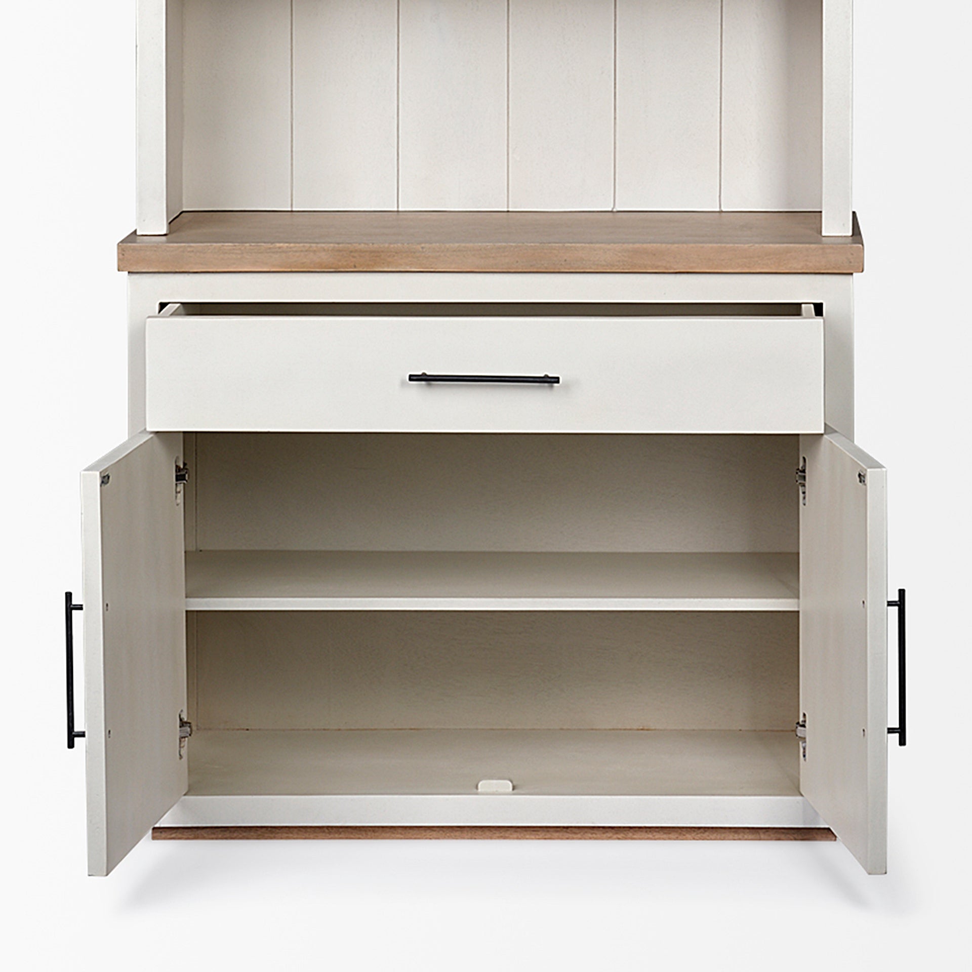 White and Medium Brown Wood Shelving Unit with 3 Shelves