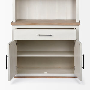 White and Medium Brown Wood Shelving Unit with 3 Shelves