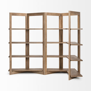 Light Brown Wood Shelving Unit with 4 Shelves