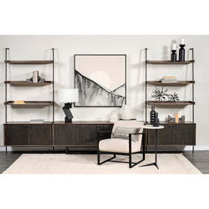 Two Toned Brown Wood Shelving Unit with 3 Shelves
