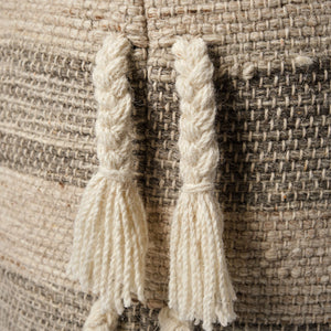 Gustel Brown Wool Square Tassel Handwoven Sqaure Pouf