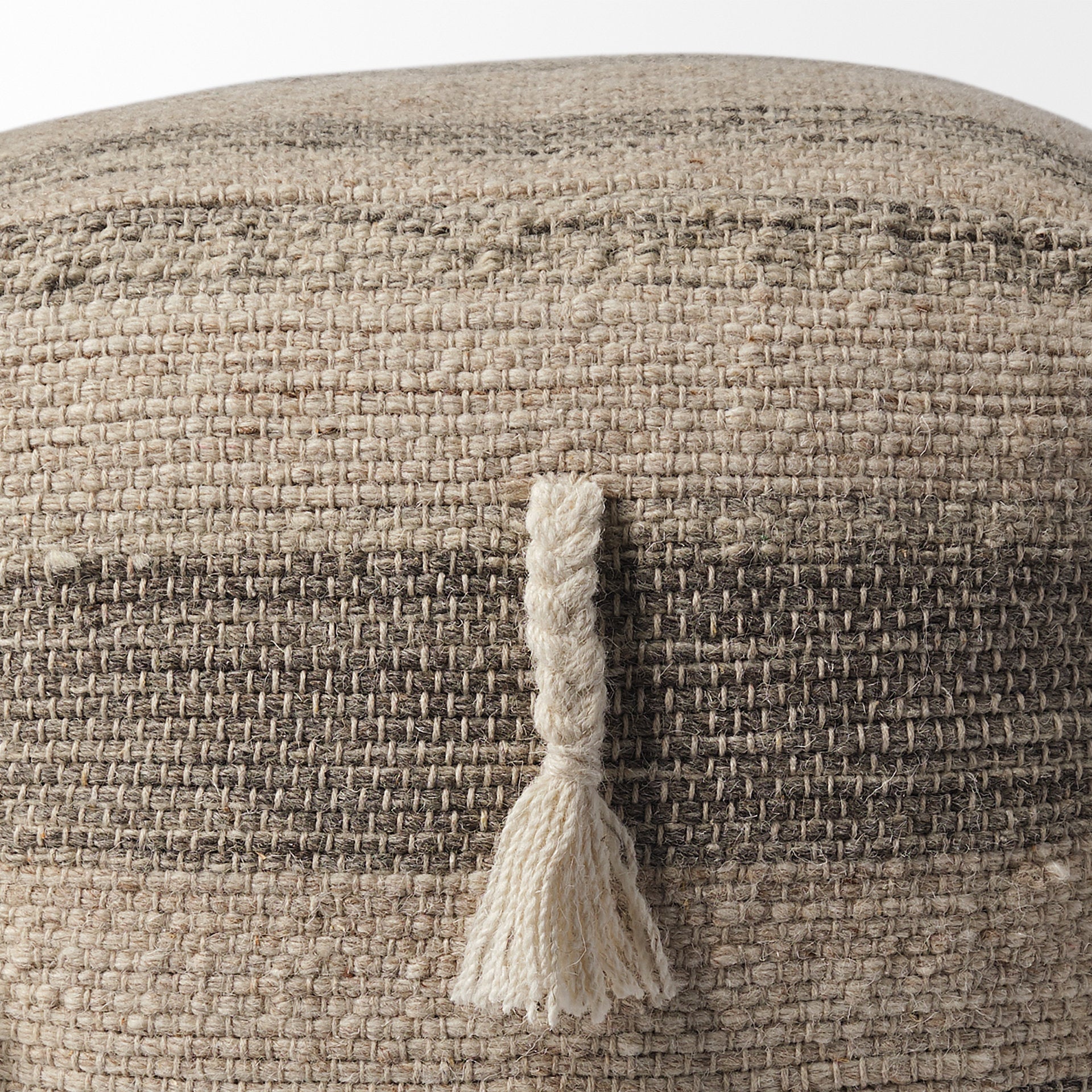 Gustel Brown Wool Square Tassel Handwoven Sqaure Pouf