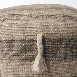 Gustel Brown Wool Square Tassel Handwoven Sqaure Pouf
