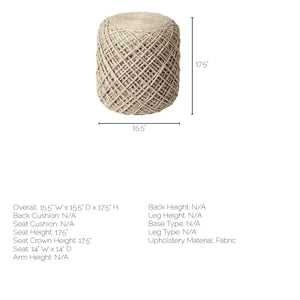 Oatmeal Wool Cylindrical Pouf with Diamond Pattern