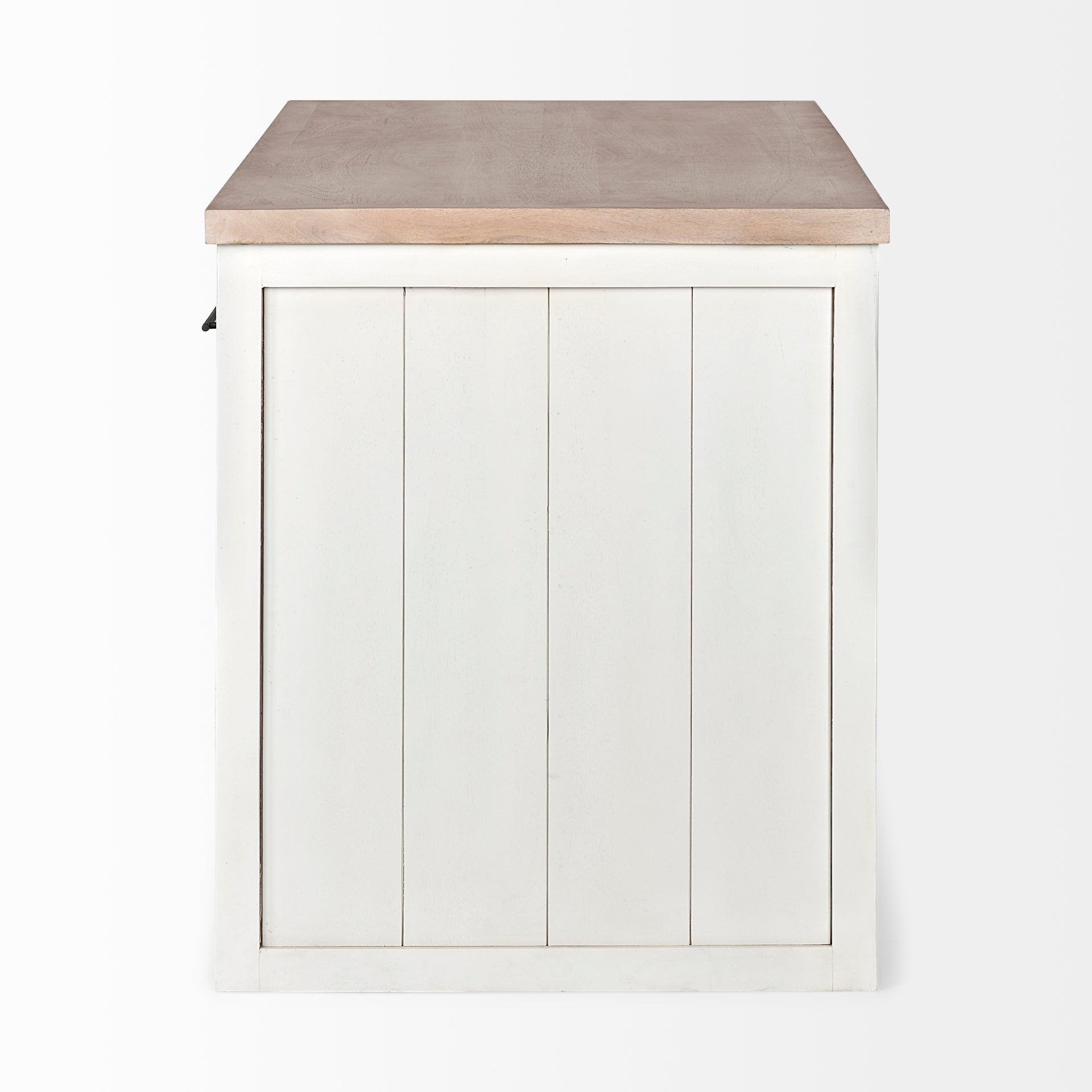 White and Brown Two Tone Wooden Kitchen Island with 3 Drawers