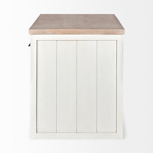 White and Brown Two Tone Wooden Kitchen Island with 3 Drawers
