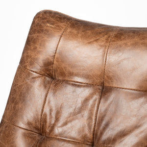 Brown Leather Seat Accent Chair with X Shaped Iron Frame