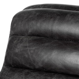 Black Leather Seat Accent Chair with Gold Iron Frame