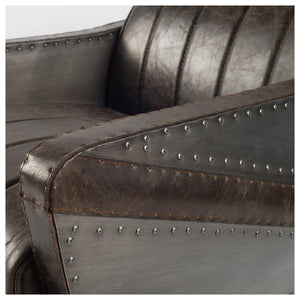 Brown Leather Body Accent Chair with Studded Details