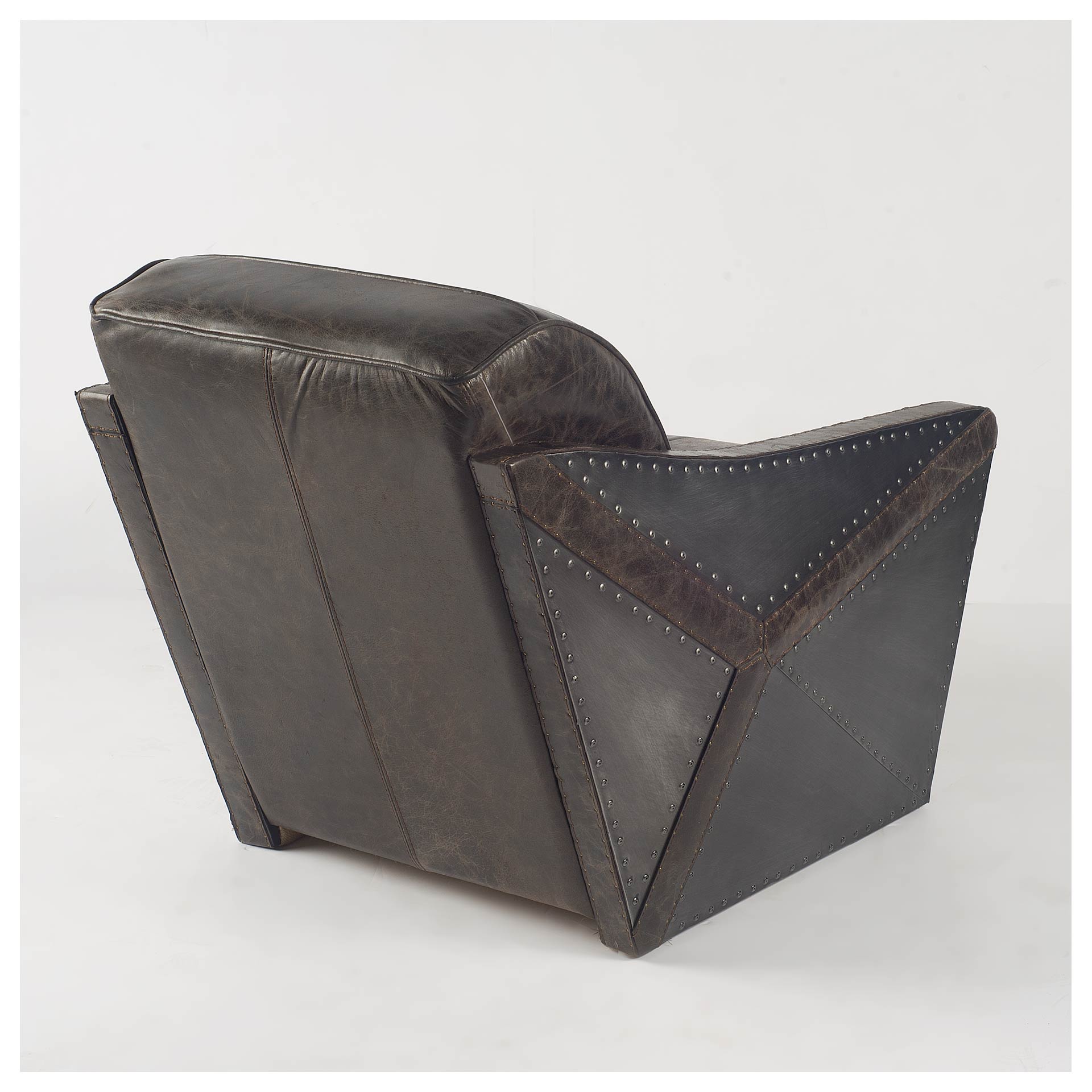 Brown Leather Body Accent Chair with Studded Details