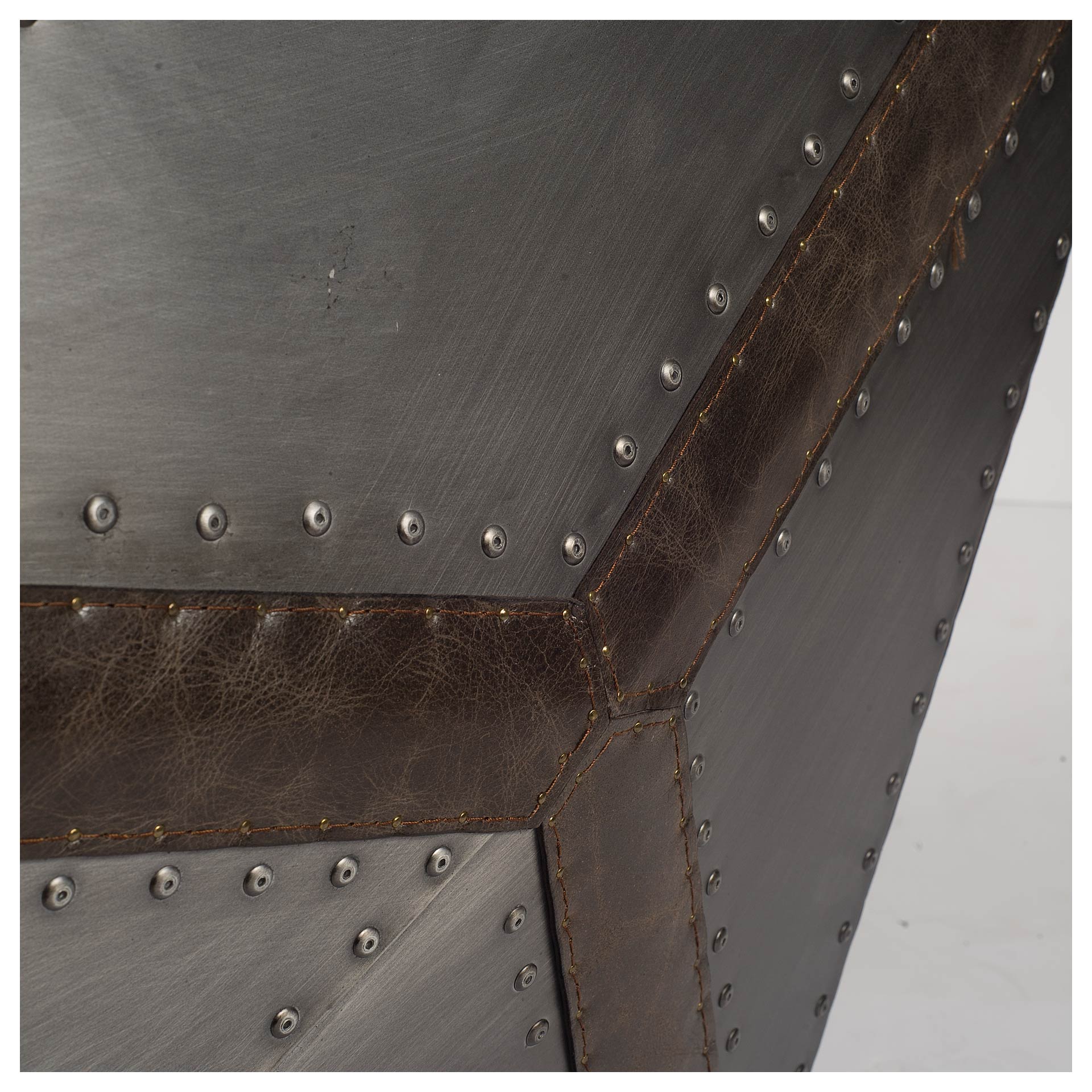 Brown Leather Body Accent Chair with Studded Details