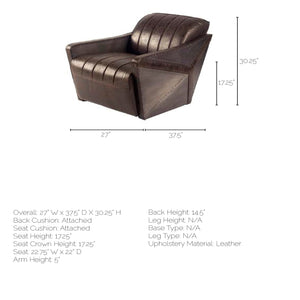 Brown Leather Body Accent Chair with Studded Details