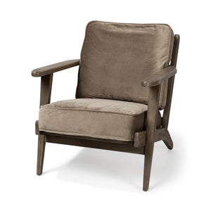 Olive Velvet Accent Chair with Covered Wooden Frame