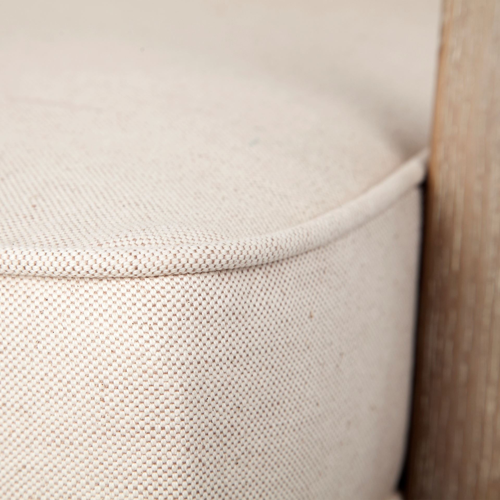 Off White Fabric Seat Accent Chair with Ash Wood Frame