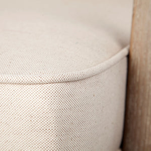 Off White Fabric Seat Accent Chair with Ash Wood Frame