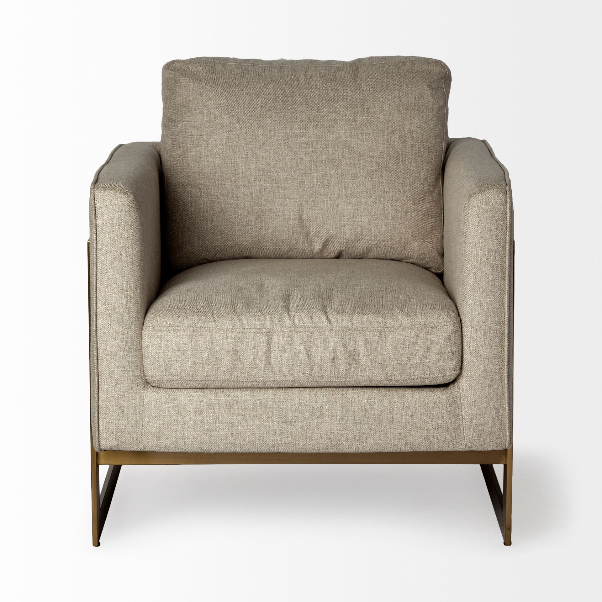 Cream Poly Linen Seat Accent Chair with Gold Stainless Steel Frame