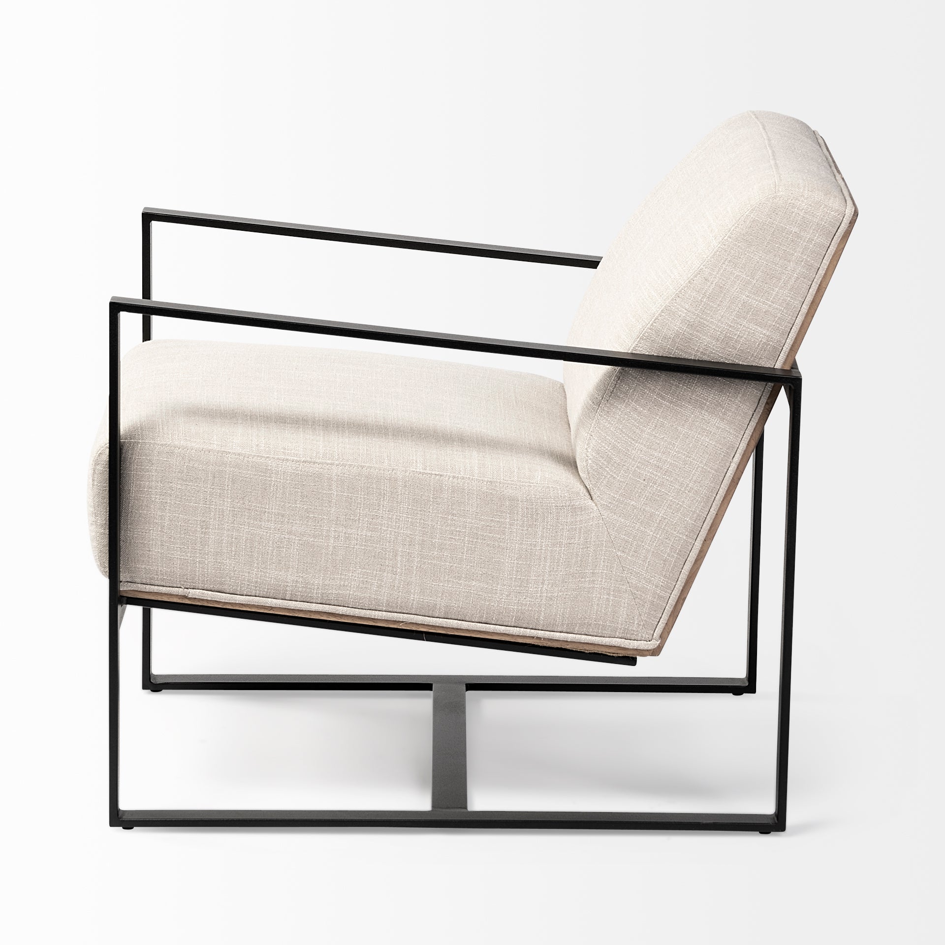 Cream Fabric Wrapped Accent Chair with Metal Frame