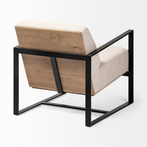 Cream Fabric Wrapped Accent Chair with Metal Frame