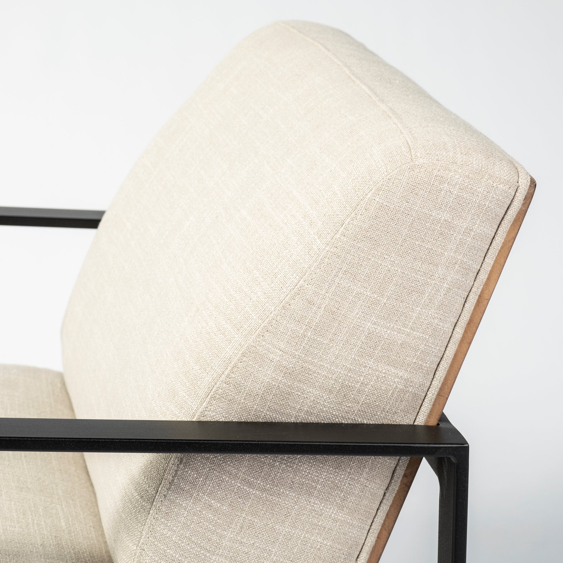 Cream Fabric Wrapped Accent Chair with Metal Frame