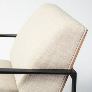 Cream Fabric Wrapped Accent Chair with Metal Frame