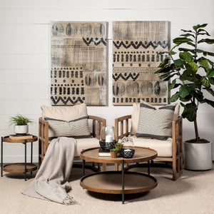 Tan Fabric Covered Cushioned Demi Lune Accent Chair with Wooden Frame