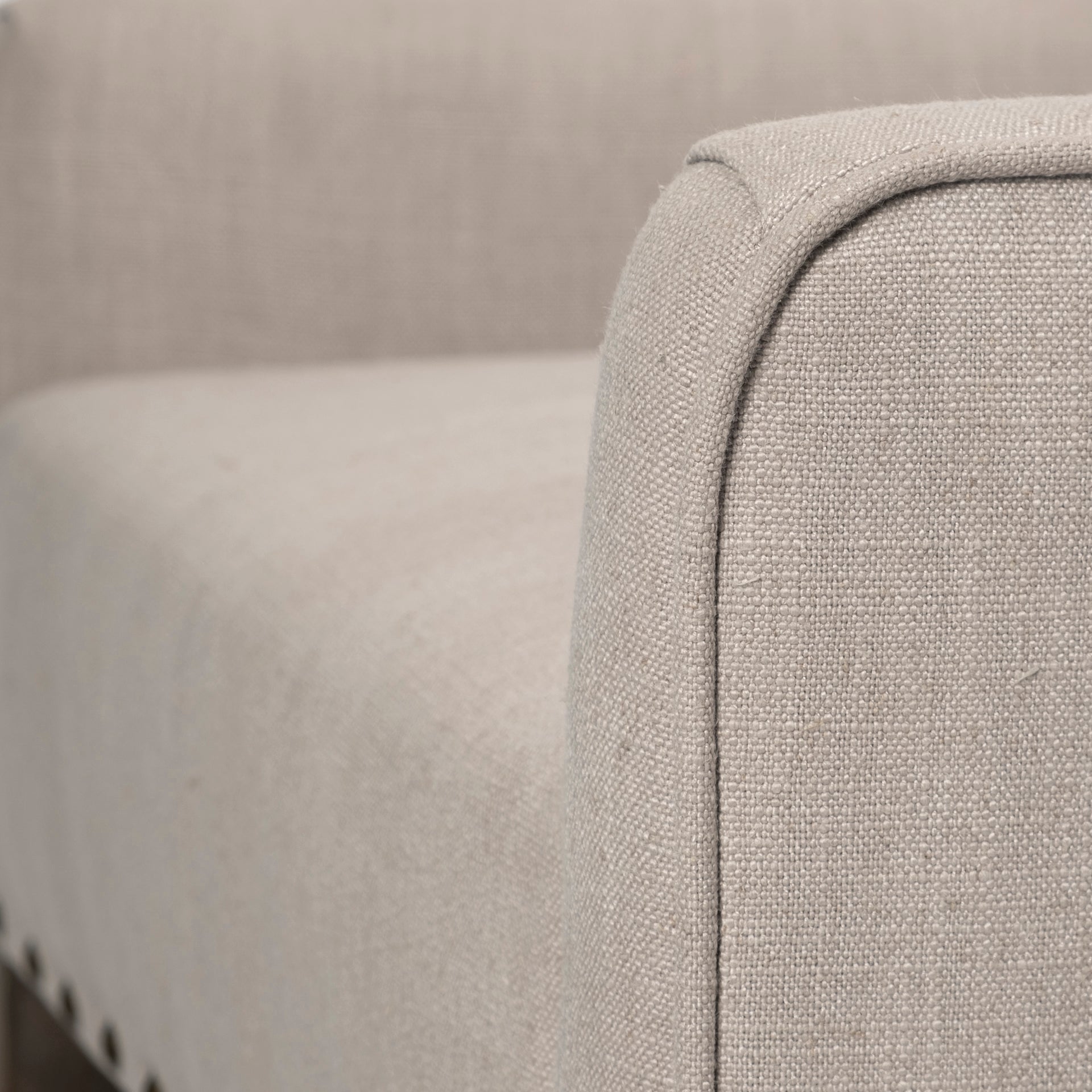 Gray Linen Upholstered High Back Accent Chair with Wooden Frame