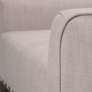 Gray Linen Upholstered High Back Accent Chair with Wooden Frame