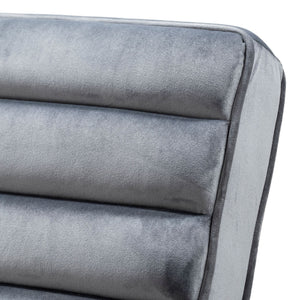 Gray Velvet Wrapped Dark Brown Accent Chair with Wooden Frame