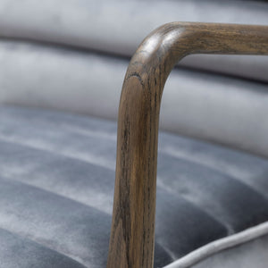 Gray Velvet Wrapped Dark Brown Accent Chair with Wooden Frame