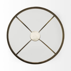 21" Round Glass Top End Table with Metal and Marble Pedestal