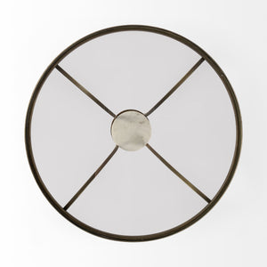 24" Round Glass Top End Table with Metal and Marble Pedestal