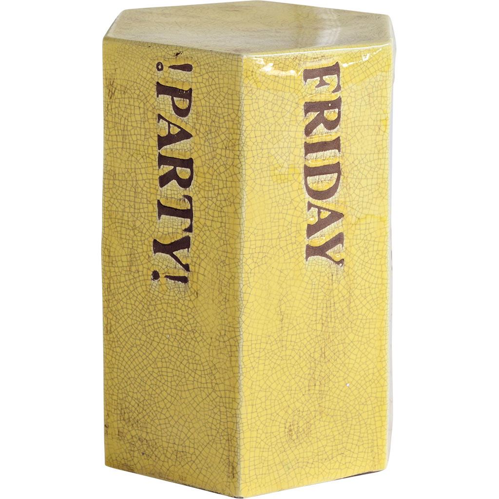 Yellow Tone Ceramic Accent Table with Hexagonal Top