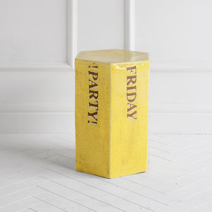 Yellow Tone Ceramic Accent Table with Hexagonal Top