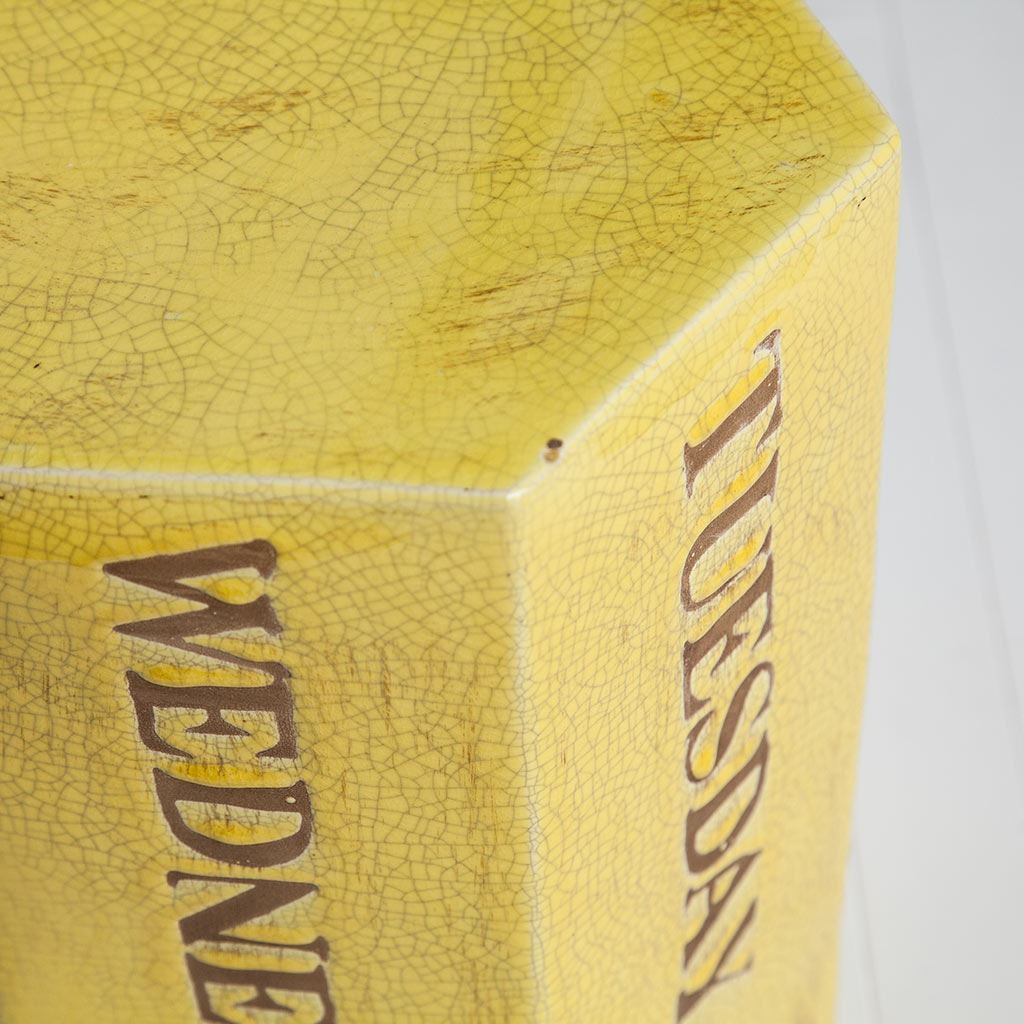 Yellow Tone Ceramic Accent Table with Hexagonal Top