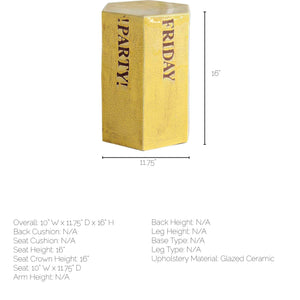 Yellow Tone Ceramic Accent Table with Hexagonal Top