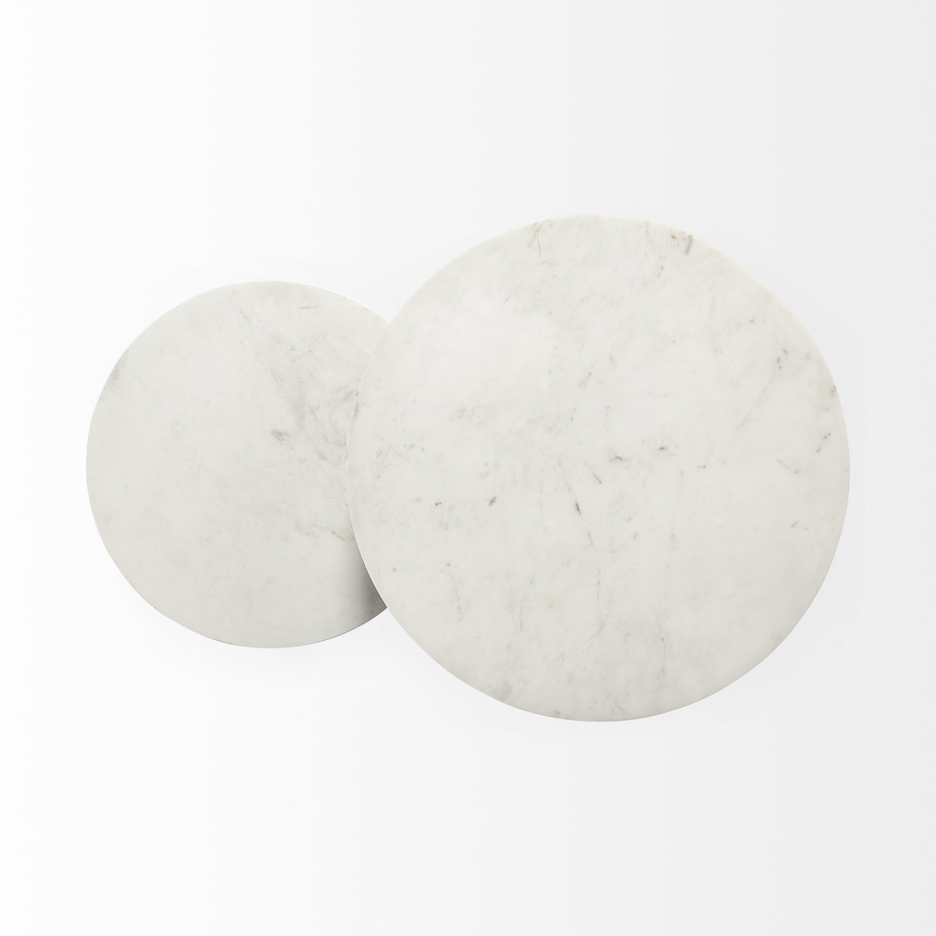 15" Round White Marble Top Accent Table with Black Metal Frame