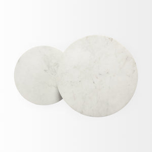 18" Round White Marble Top Accent Table with Black Metal Frame
