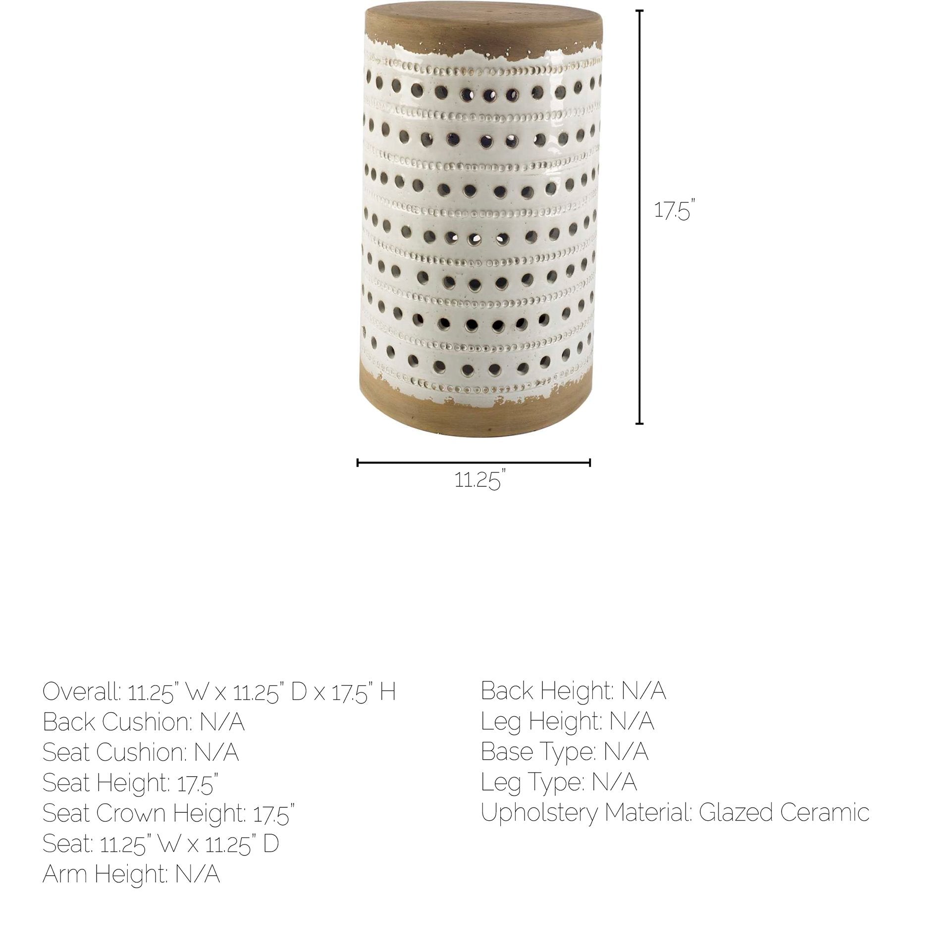 White Glazed Accent Table with Cylindrical Ceramic Tan Base