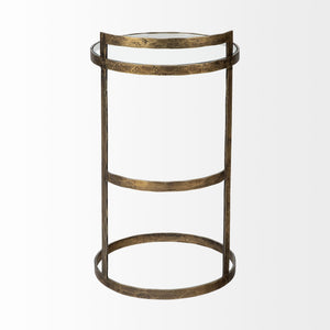 Round Glass Top Accent Table with Gold Metal Frame